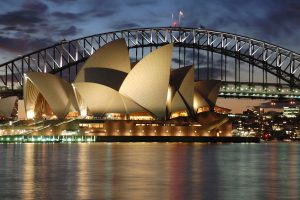 Sydney,Opera,House,With,Harbour,Bridge,At,Night,Detail